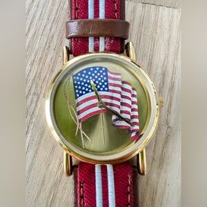 Vintage Valdawn American flag watch NEW BATTERY